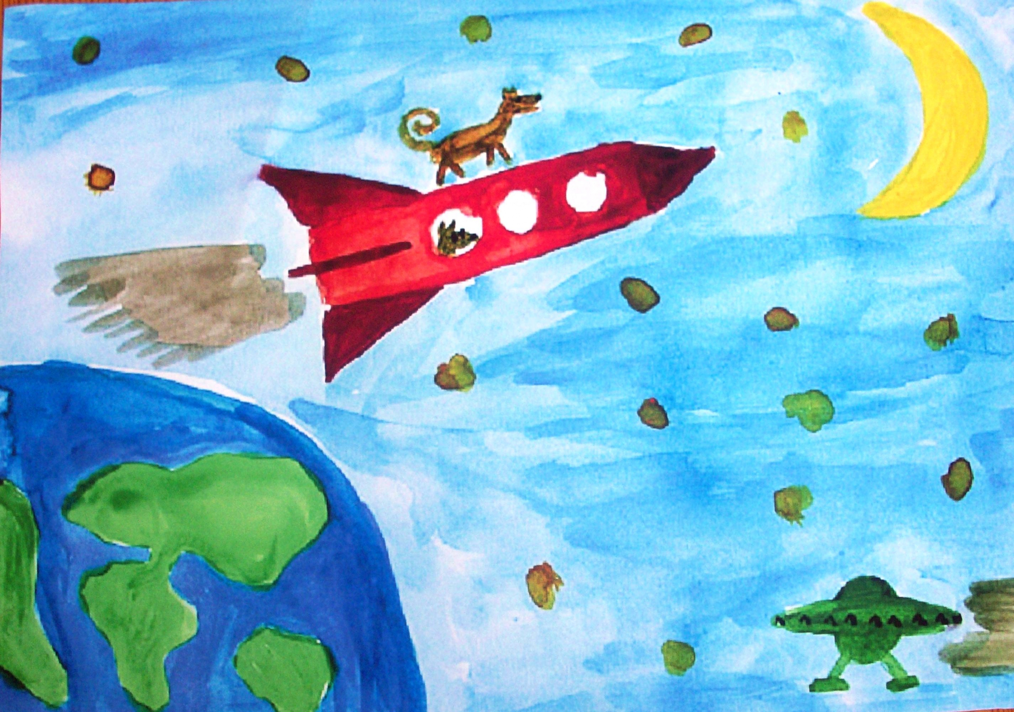 Детские рисунки на тему космос в детском саду
